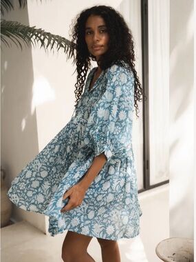 Daughters of India KYRA MINI DRESS ~ OCEAN BLUE